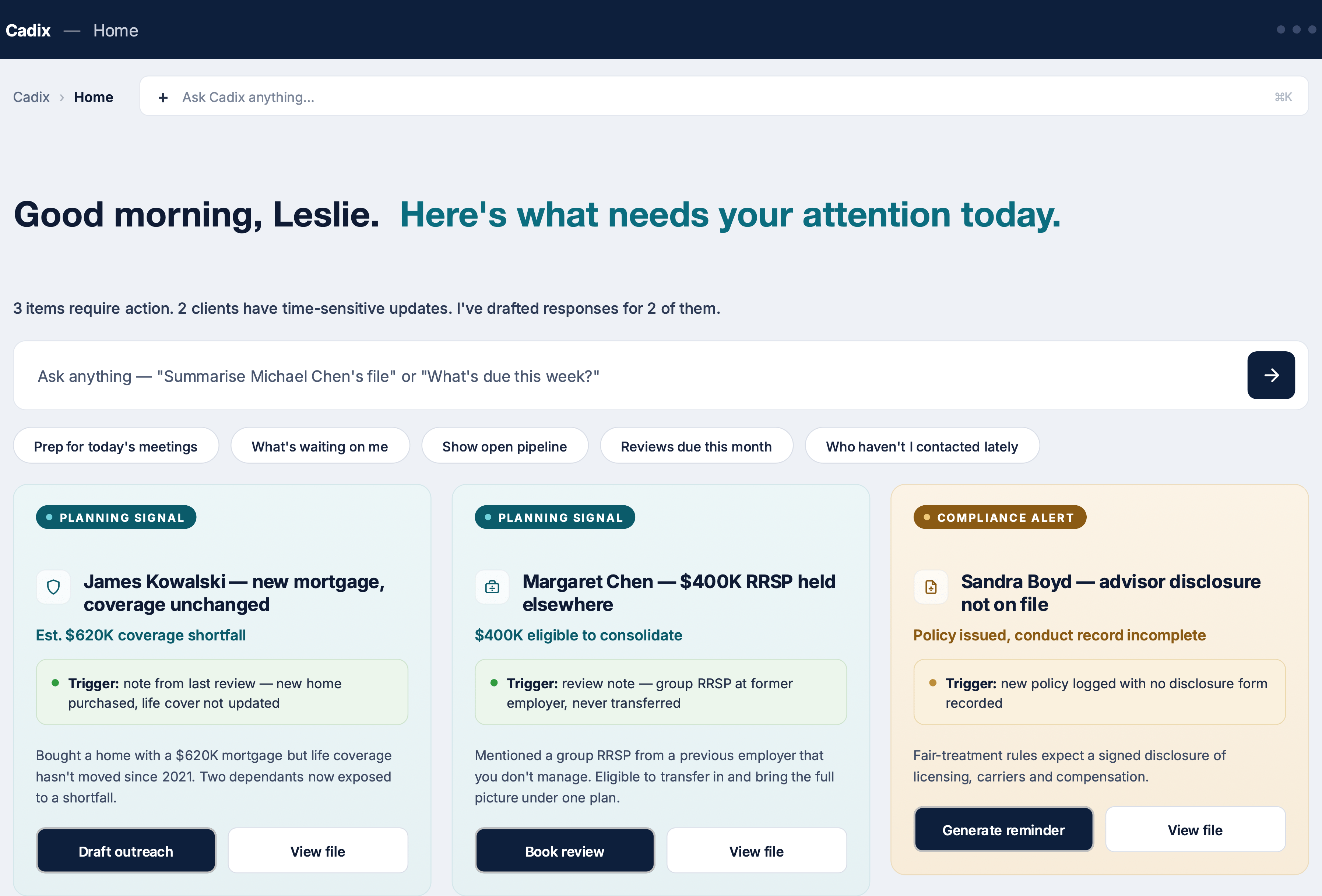 Cadix dashboard